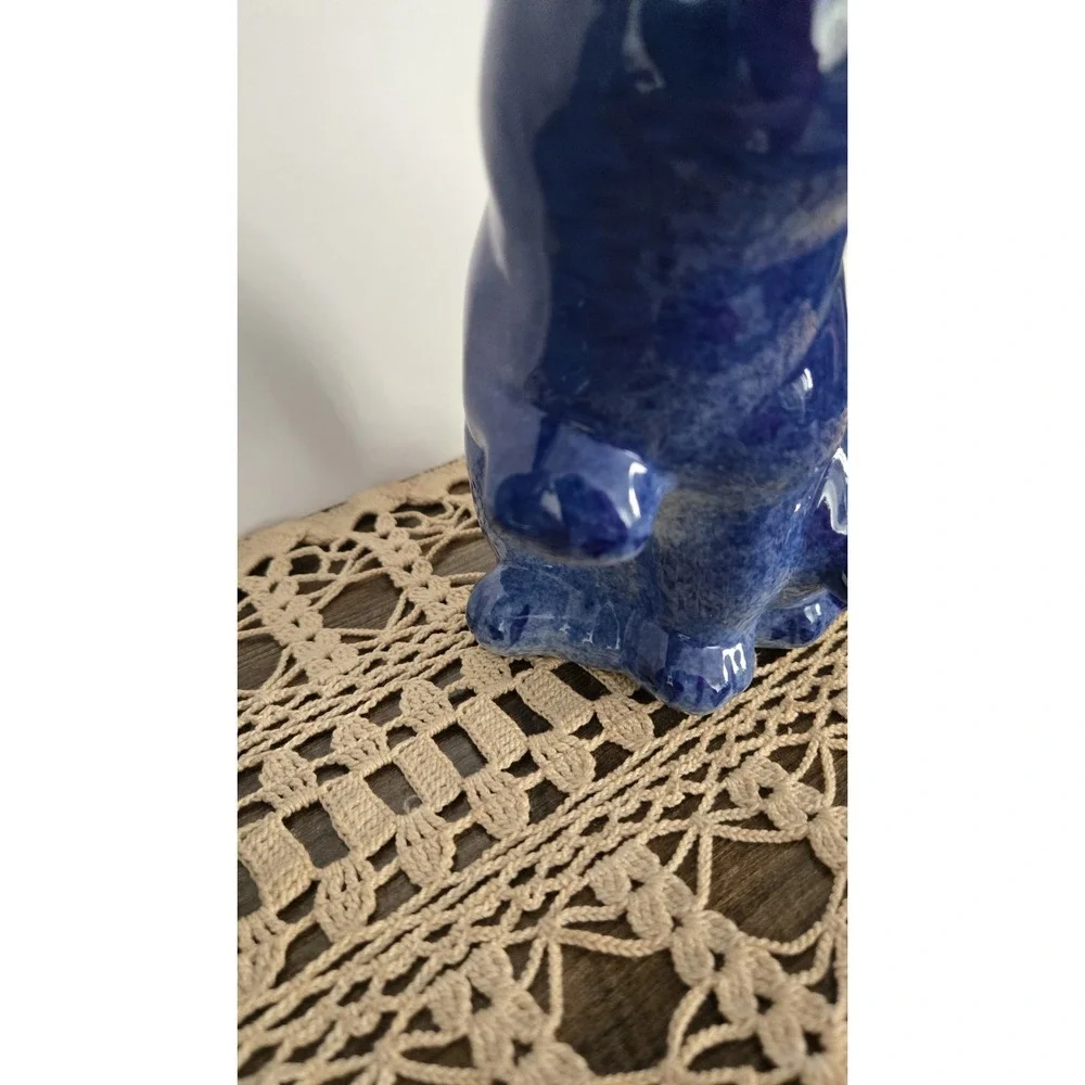 Vintage Blue Ceramic Cat Figurines‎ Pair 7